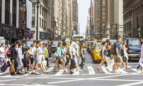 Crowd of people on the street in New York City
