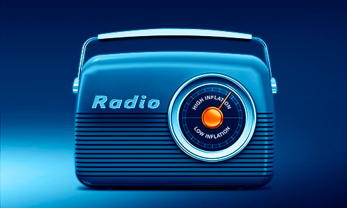 A classic radio in blue background