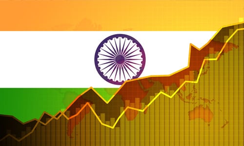 Flag of India with increased market share graph