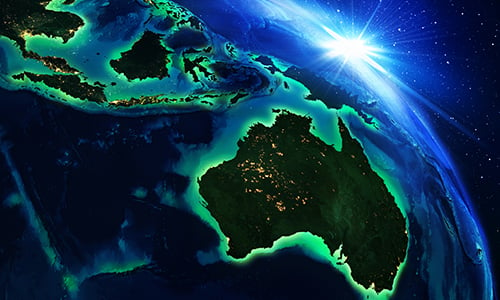 view of Australia from outer space